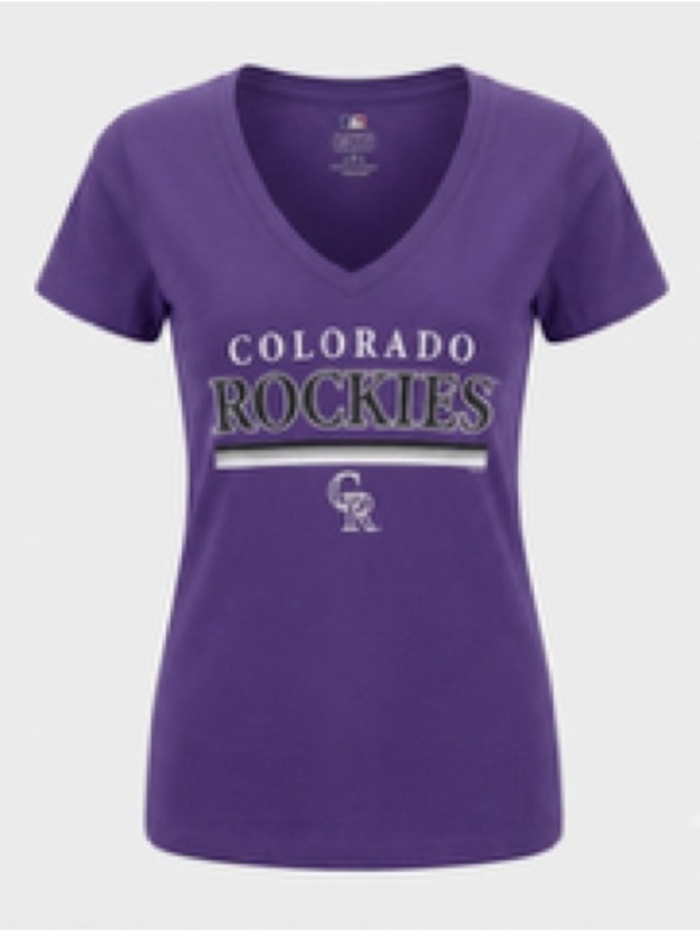 Colorado Rockies MLB V-Neck T-Shirt Womens Small Purple HeatGear Tee